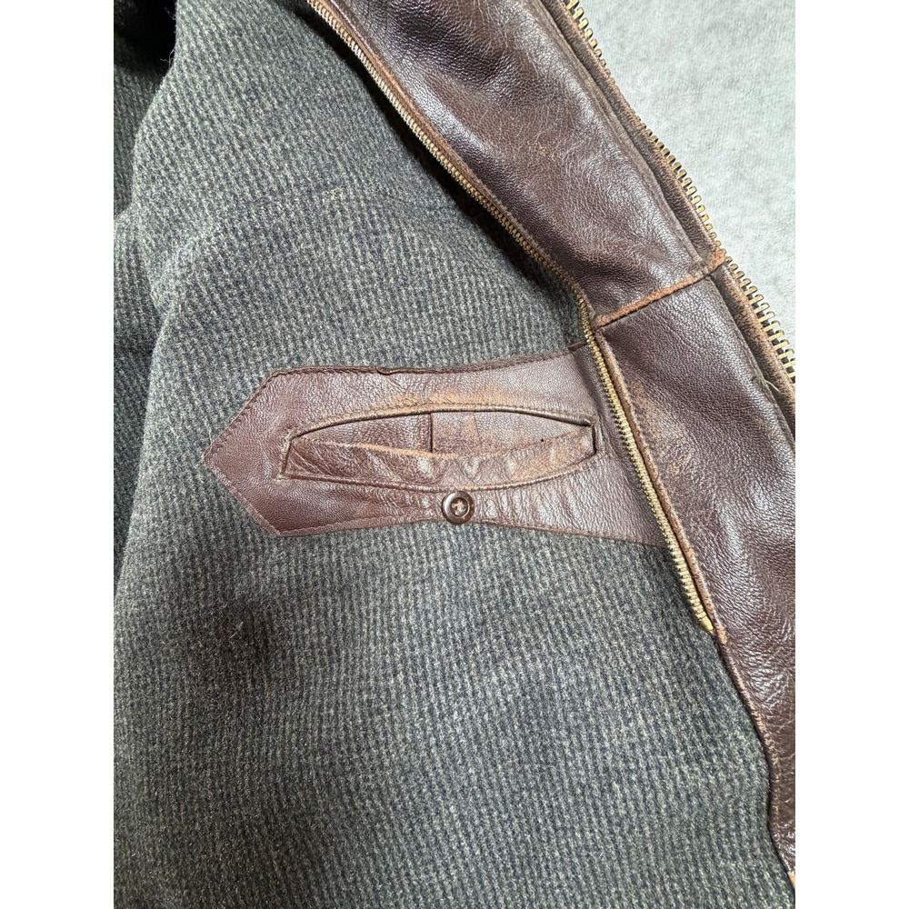 Unbranded Vintage Brown Leather Jacket Blanket Lined CHIC Ring Pull Zipper - Picture 13 of 16